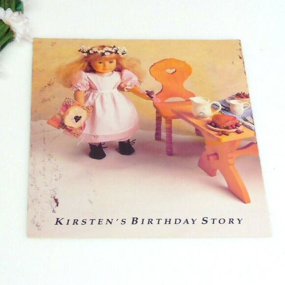 American Girl Kirsten Birthday Outfit Pleasant Co Apron Dress Wreath Hanger Bag - Picture 8 of 11